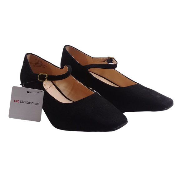 Liz Claiborne NEW Womens Ferry Pumps Adjustable Buckle Block Heel Black Shoes 6M - Picture 6 of 13